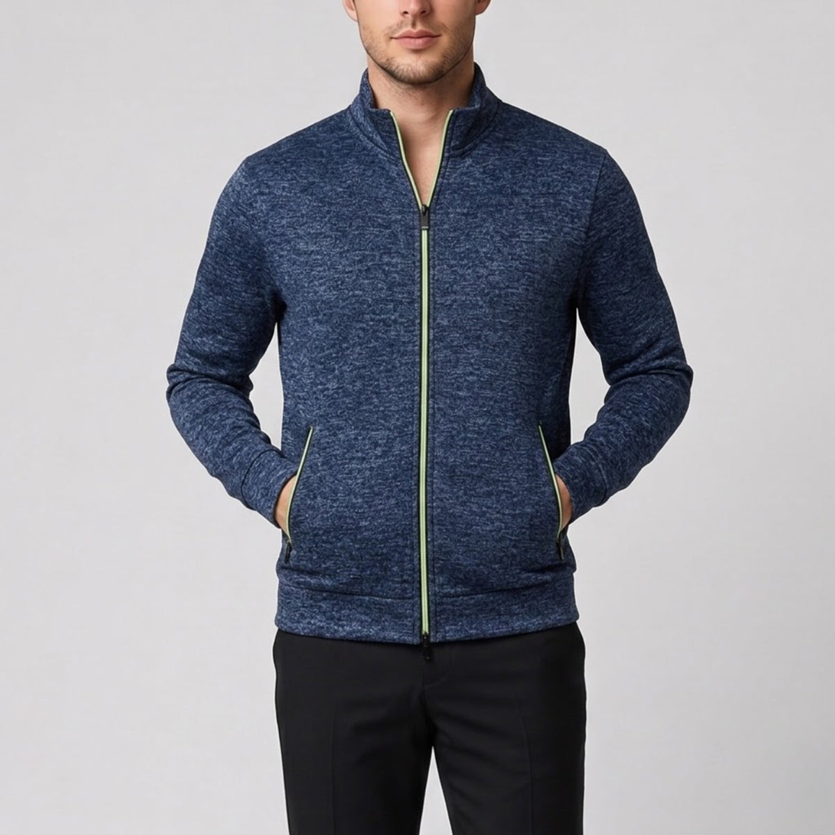 Men's Knit Jacket – High-Neck Zip-Up