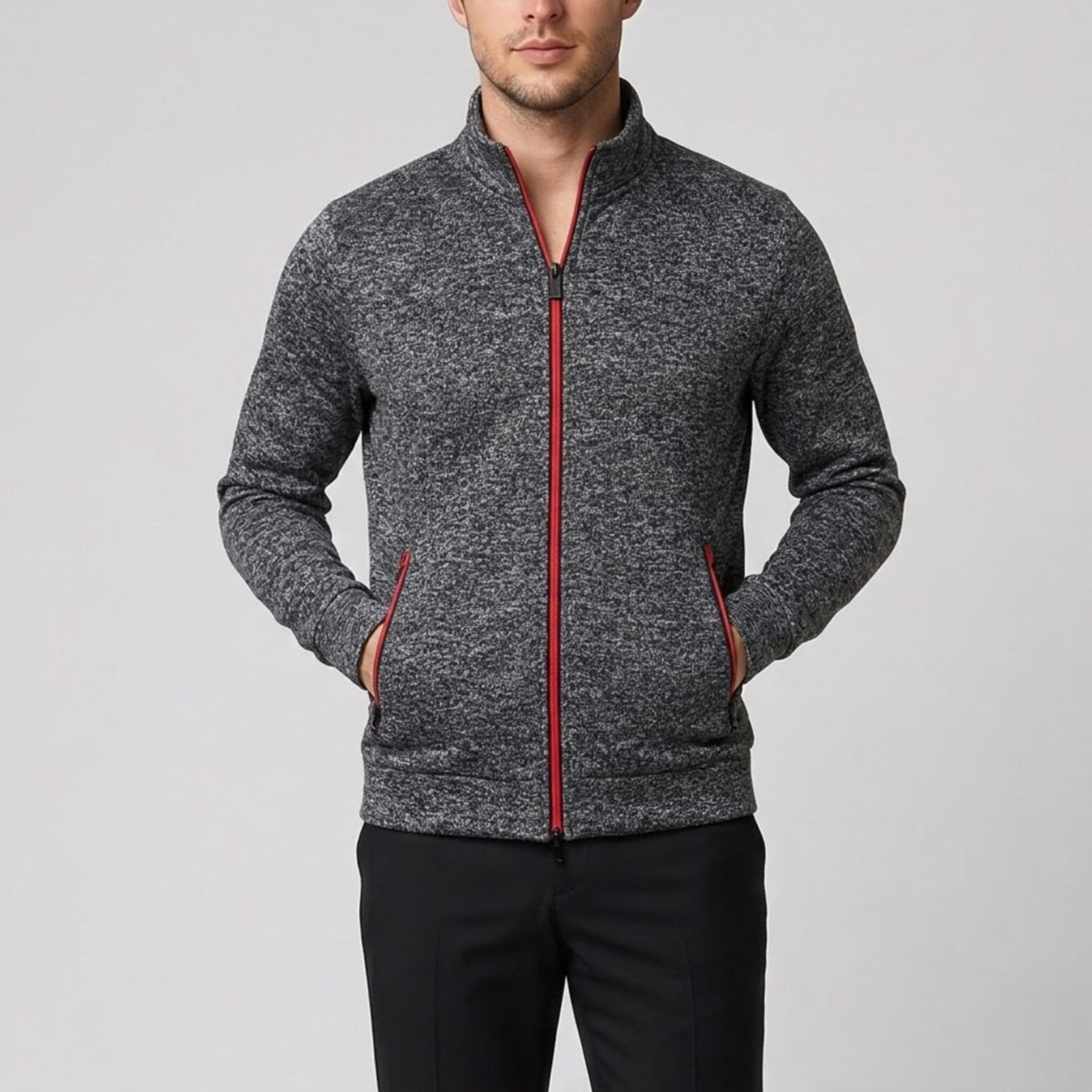 Men's Knit Jacket – High-Neck Zip-Up