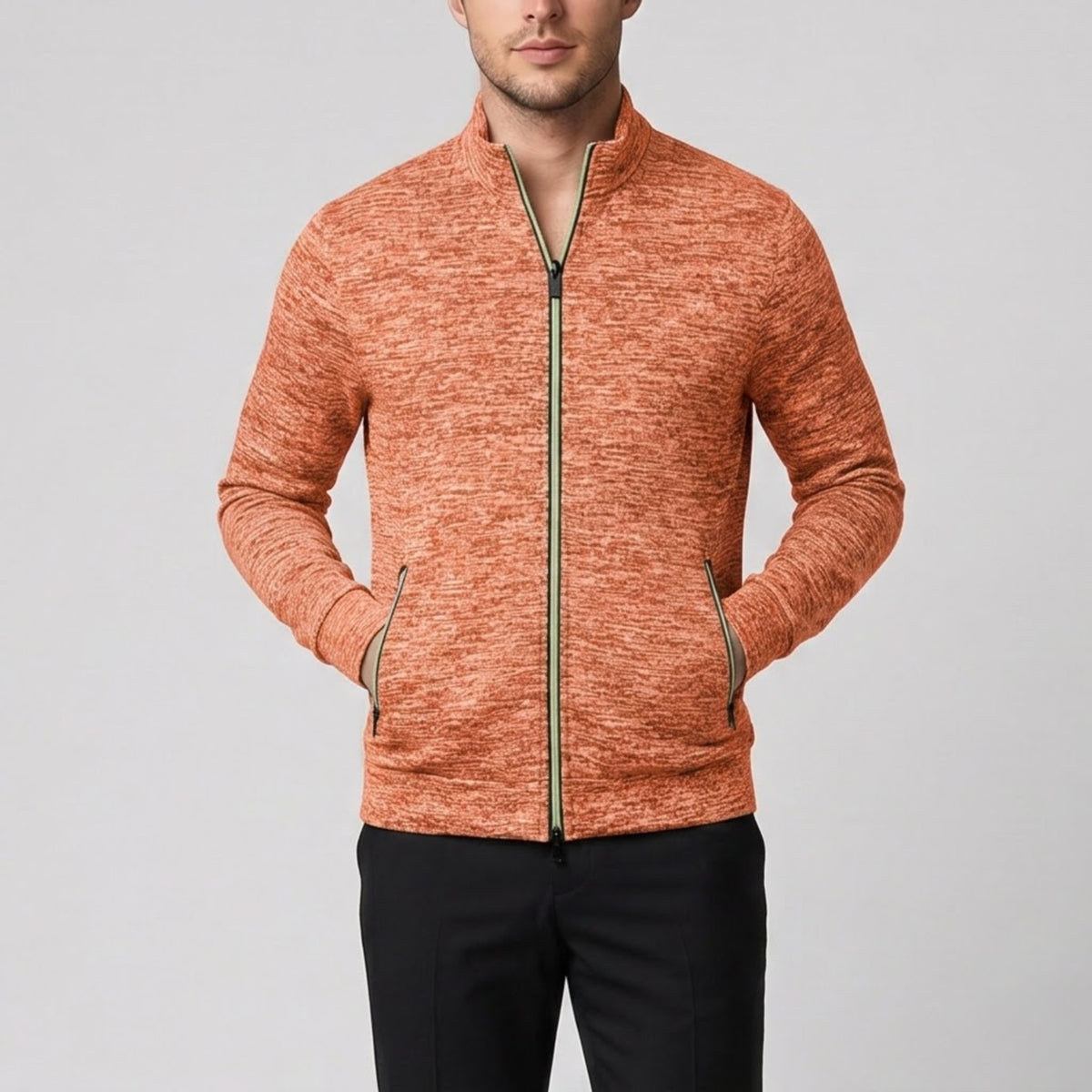 Men's Knit Jacket – High-Neck Zip-Up