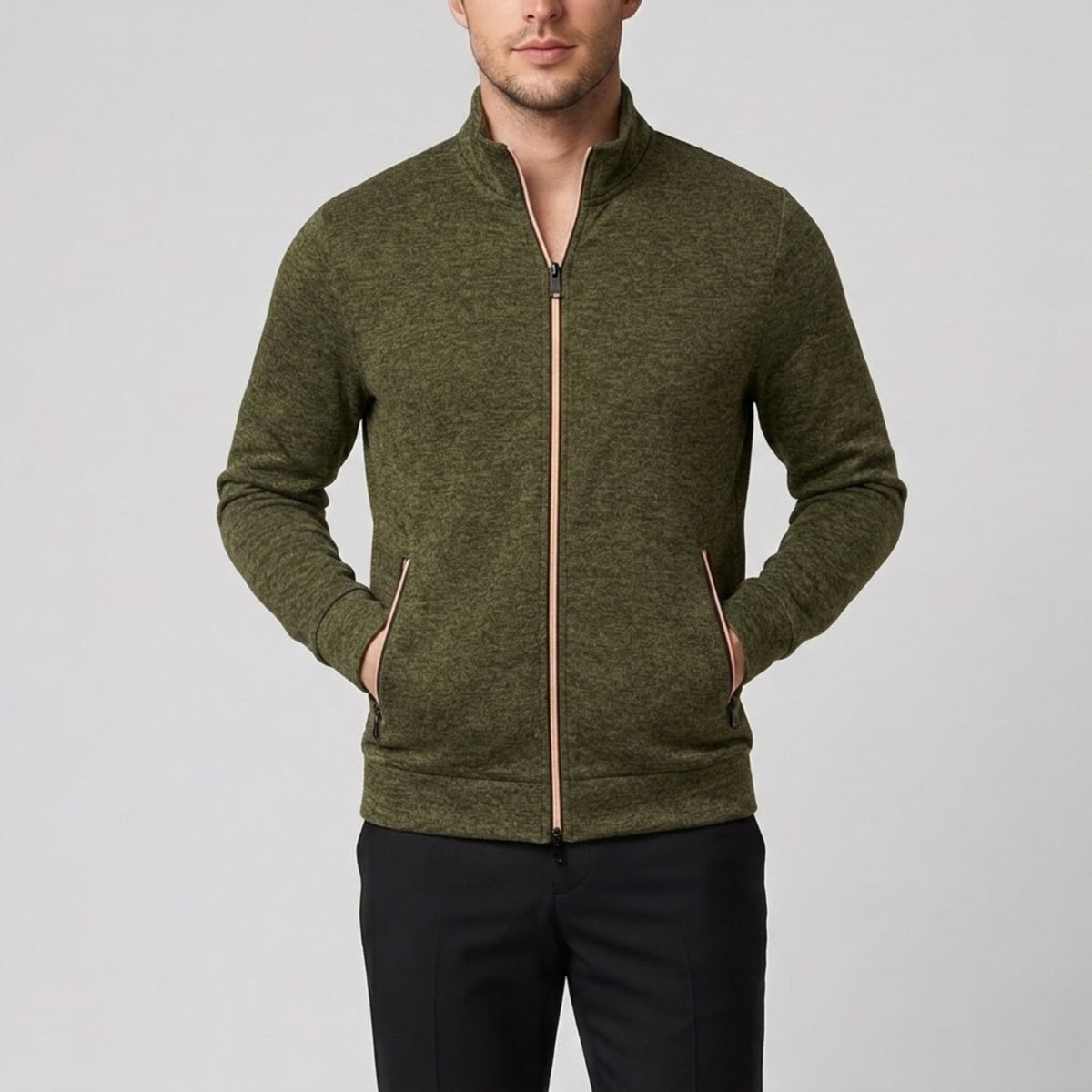 Men's Knit Jacket – High-Neck Zip-Up