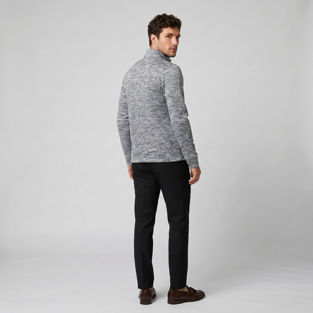 Men's Knit Jacket – High-Neck Zip-Up