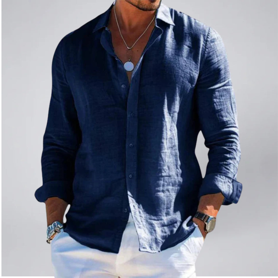 Men's Linen-Look Shirt – Long Sleeve