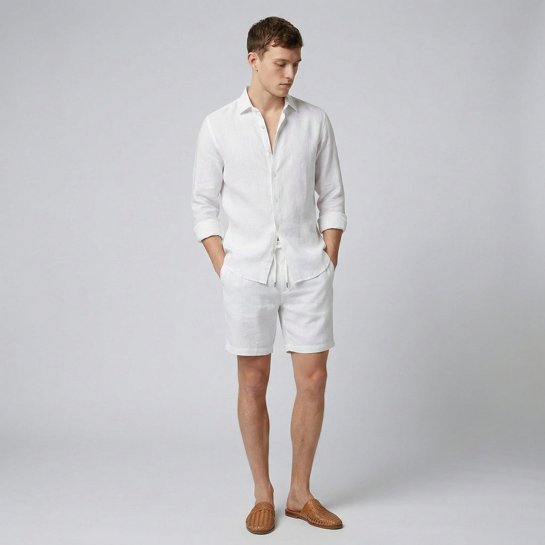 Men's Linen-Look Shirt – Long Sleeve