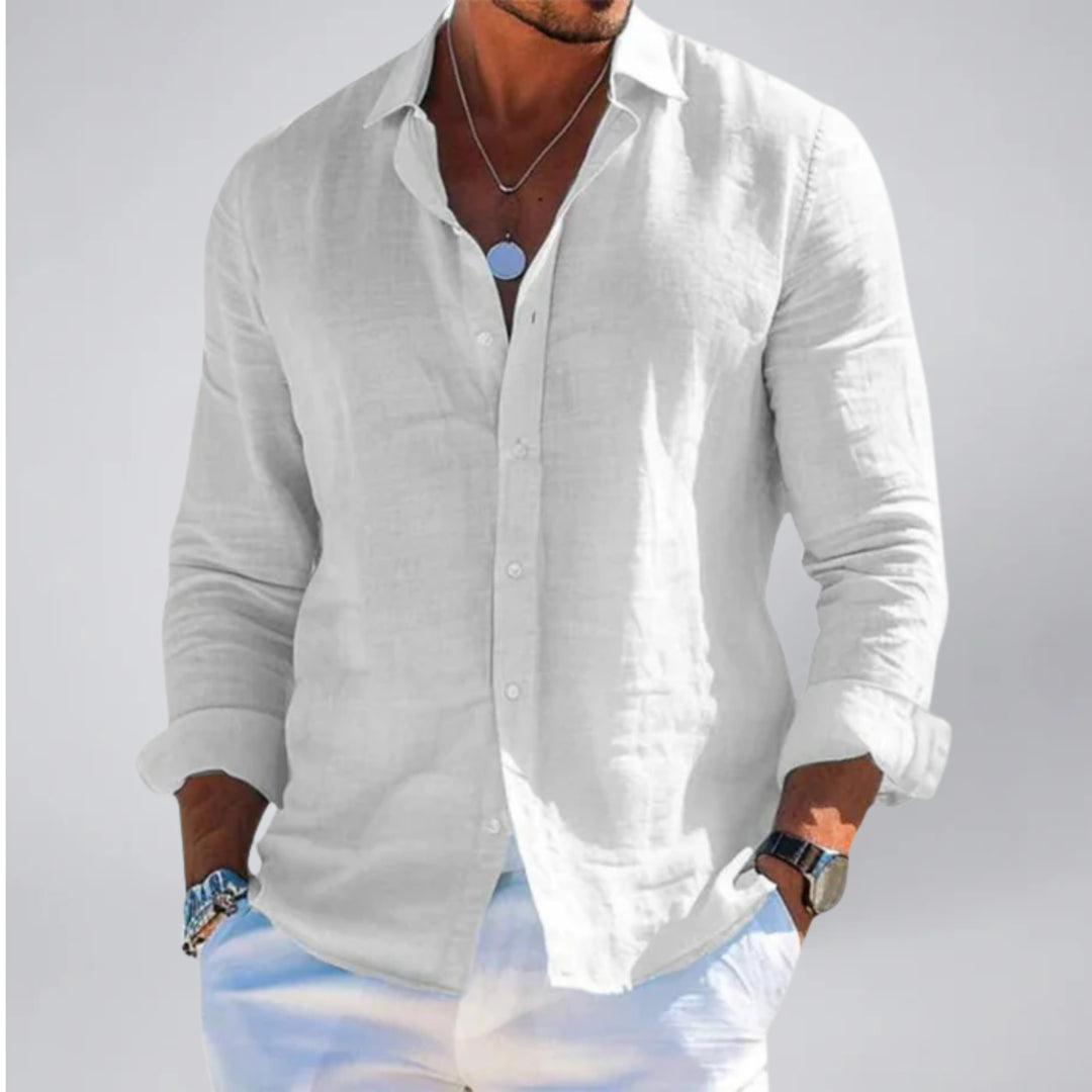 Men's Linen-Look Shirt, Long Sleeve