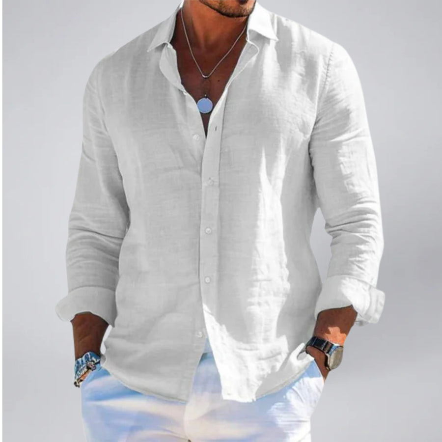 Men's Linen-Look Shirt – Long Sleeve