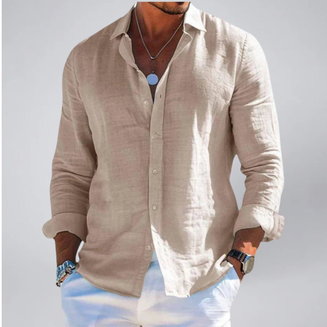 Men's Linen-Look Shirt – Long Sleeve
