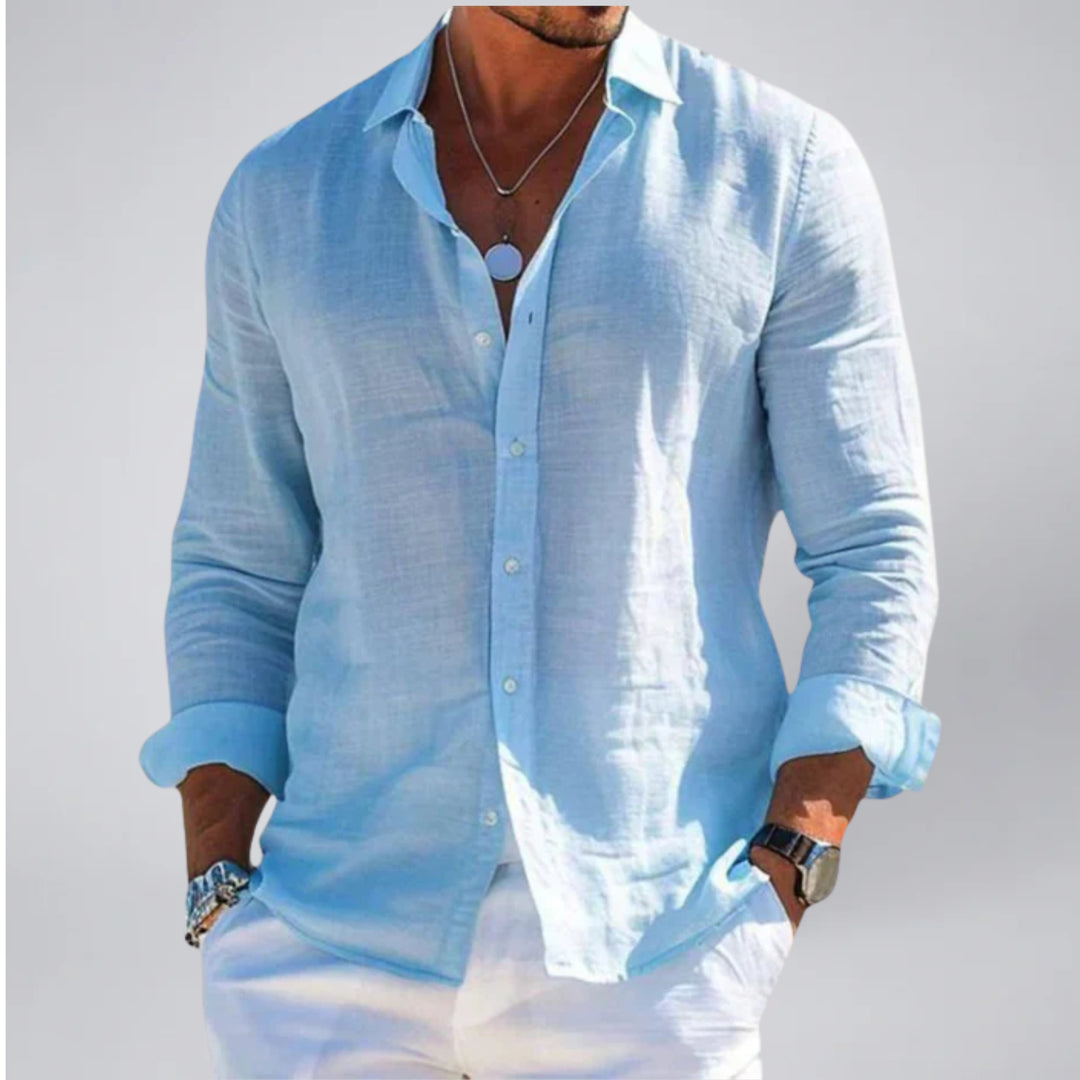 Men's Linen-Look Shirt – Long Sleeve
