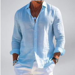 Men's Linen-Look Shirt – Long Sleeve