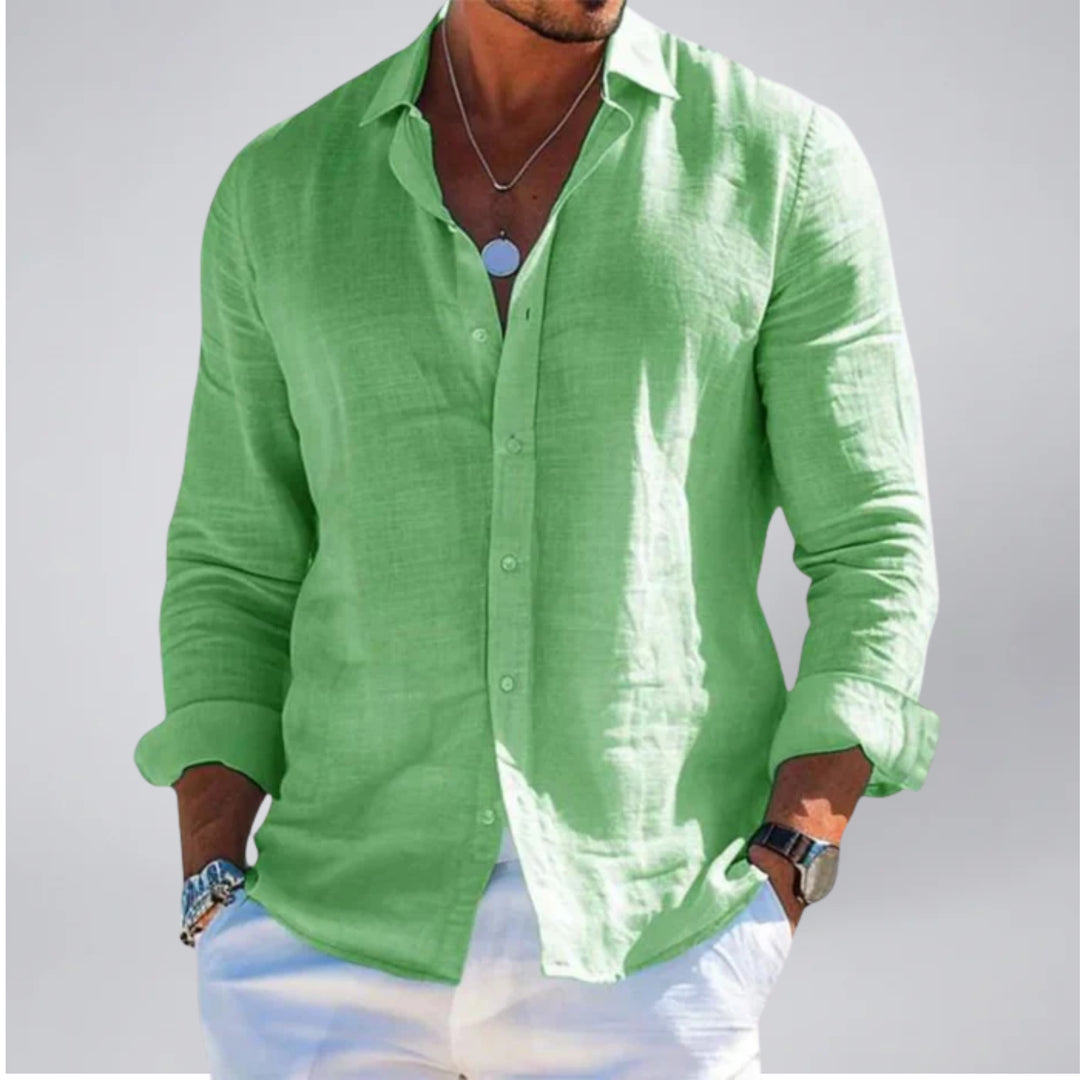 Men's Linen-Look Shirt – Long Sleeve