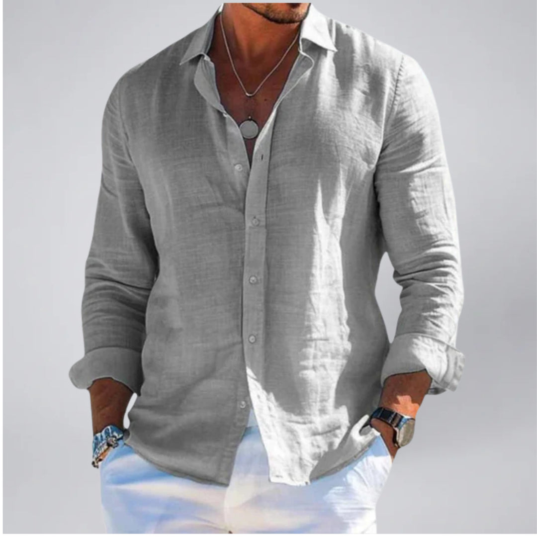 Men's Linen-Look Shirt – Long Sleeve