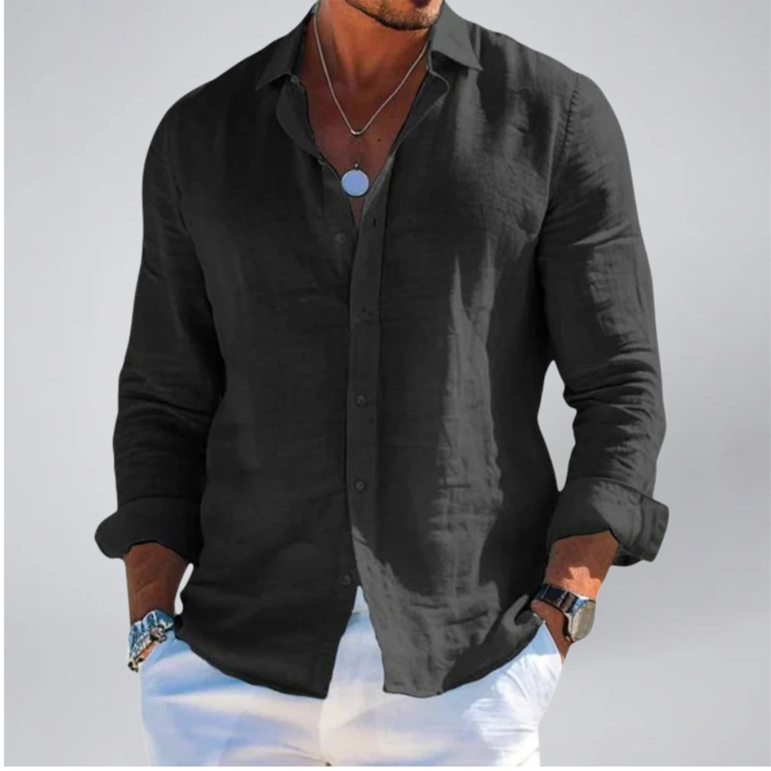Men's Linen-Look Shirt – Long Sleeve