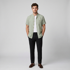 Men's Linen Shirt – Mandarin Collar
