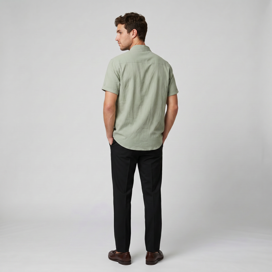 Men's Linen Shirt – Mandarin Collar