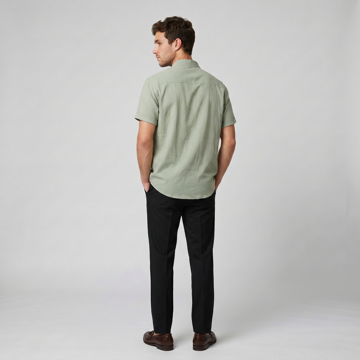 Men's Linen Shirt – Mandarin Collar