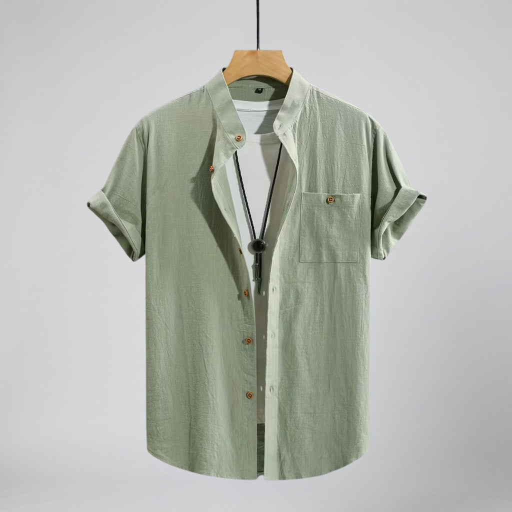 Men's Linen Shirt – Mandarin Collar
