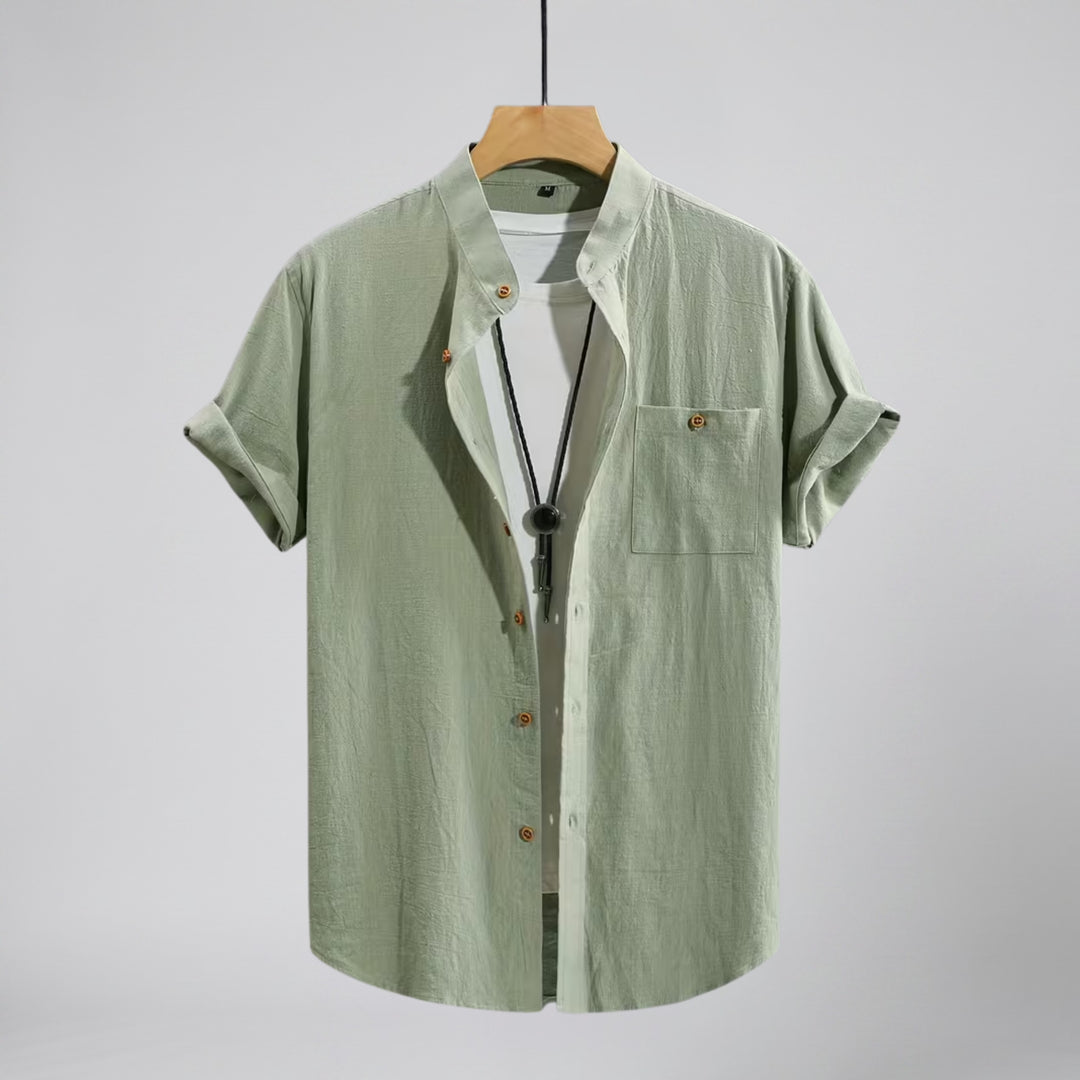 Men's Linen Shirt – Mandarin Collar