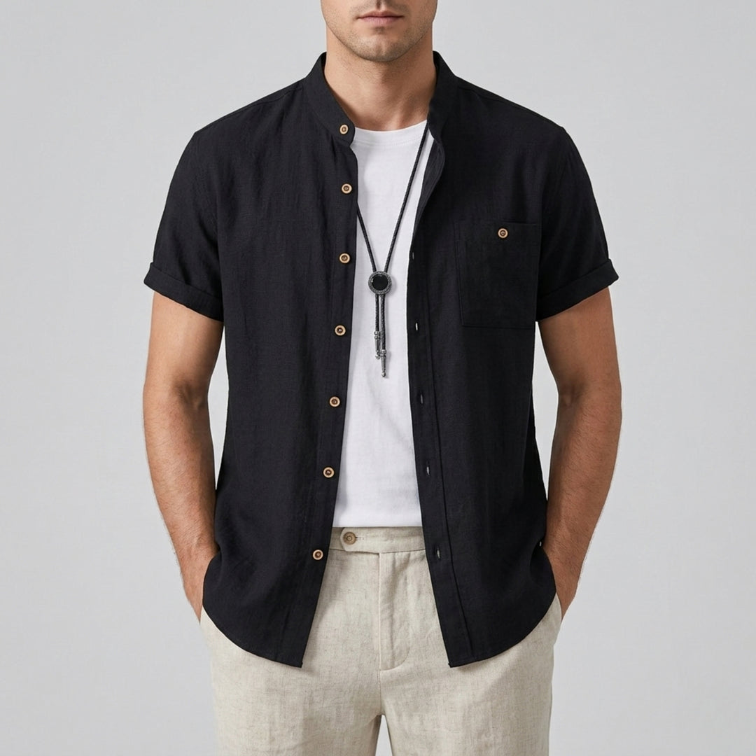Men's Linen Shirt – Mandarin Collar