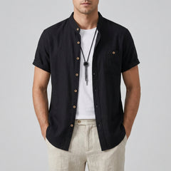 Men's Linen Shirt – Mandarin Collar