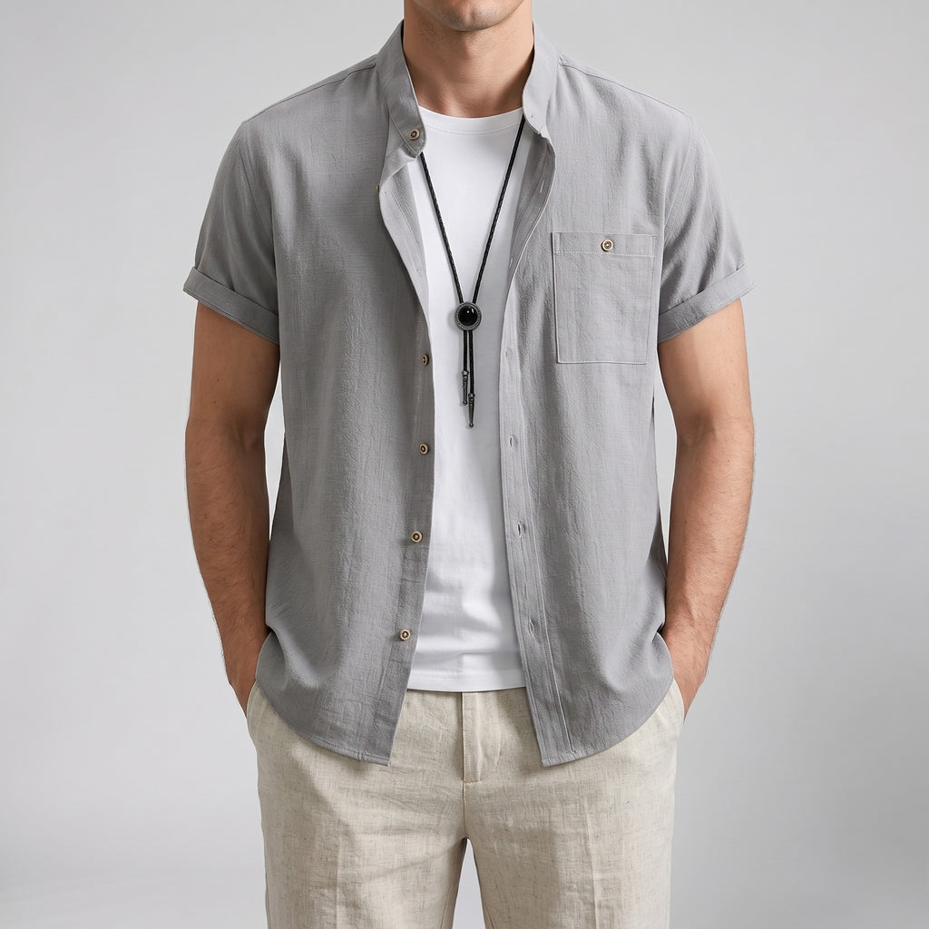 Men's Linen Shirt – Mandarin Collar