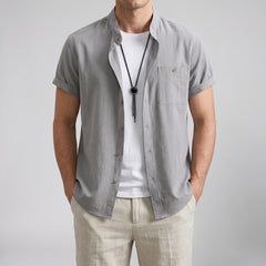 Men's Linen Shirt – Mandarin Collar