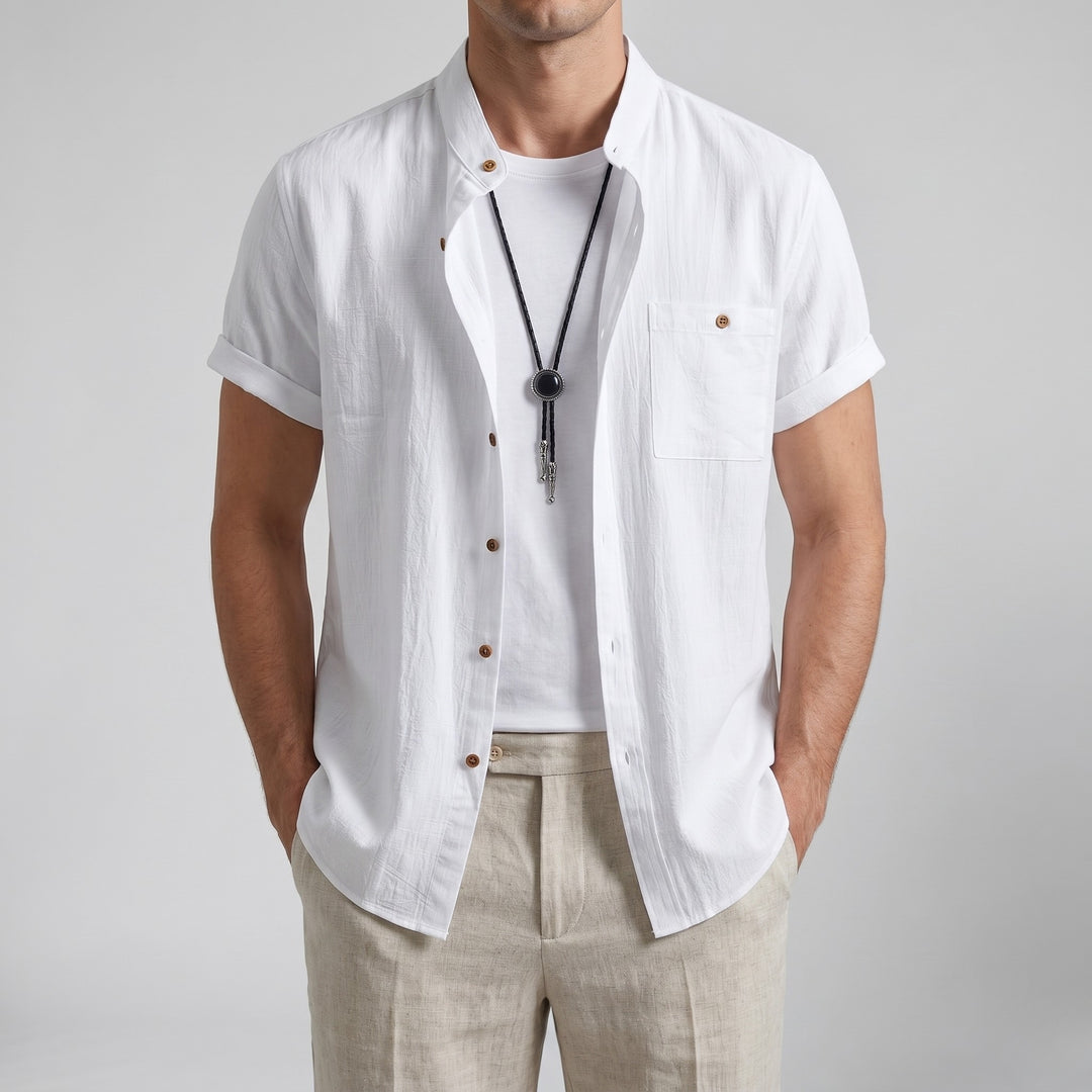 Men's Linen Shirt – Mandarin Collar