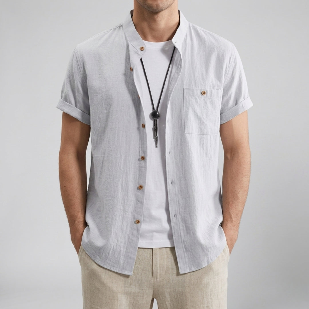 Men's Linen Shirt – Mandarin Collar
