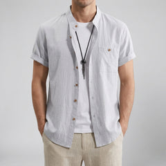 Men's Linen Shirt – Mandarin Collar