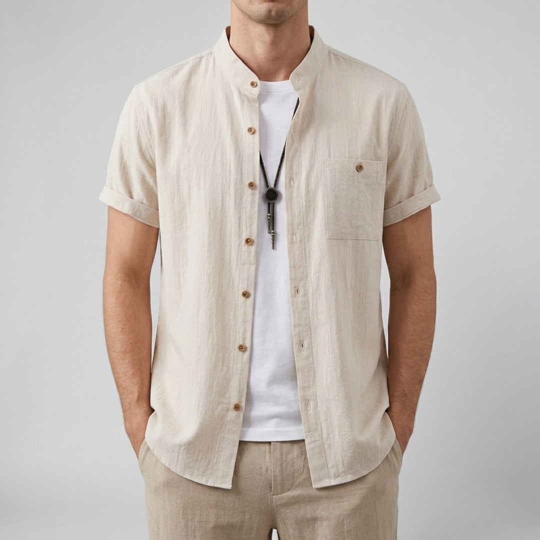 Men's Linen Shirt – Mandarin Collar