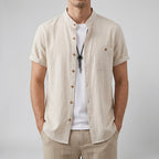 Men's Linen Shirt – Mandarin Collar