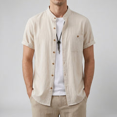 Men's Linen Shirt – Mandarin Collar