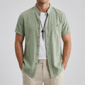 Men's Linen Shirt, Mandarin Collar