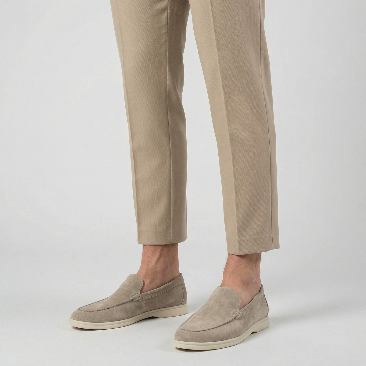Men's Suede Loafers – Moc-Toe Taupe