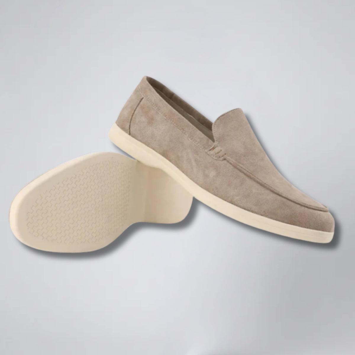 Men's Suede Loafers, Moc-Toe Taupe