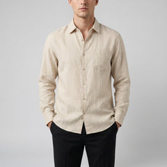 Men's Linen Shirt, Relaxed Long Sleeve