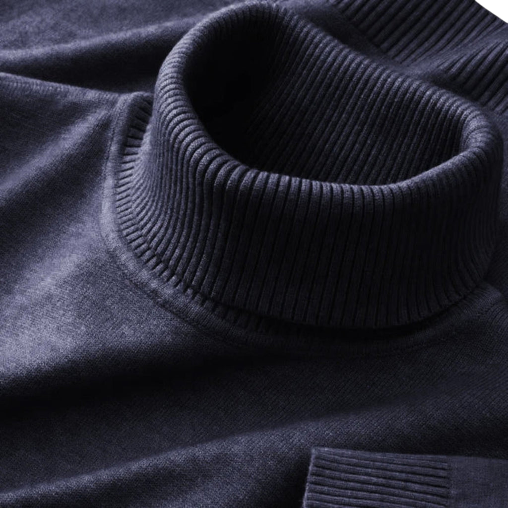 Men's Turtleneck Sweater, Ribbed Merino