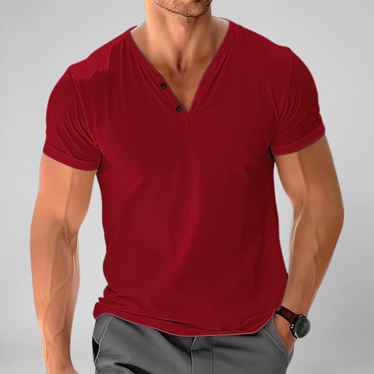 Men's Henley Shirt – Short Sleeve Cotton