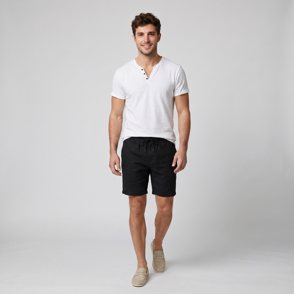 Men's Henley Shirt – Short Sleeve Cotton