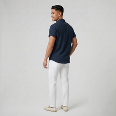 Men's Button-Up Shirt – Textured Short Sleeve