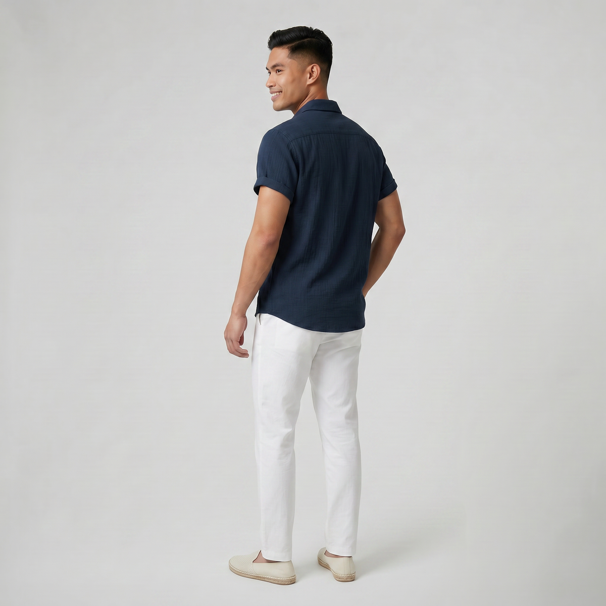 Men's Button-Up Shirt – Textured Short Sleeve