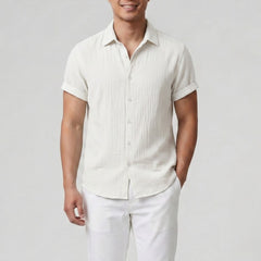 Men's Button-Up Shirt – Textured Short Sleeve
