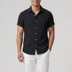 Men's Button-Up Shirt – Textured Short Sleeve