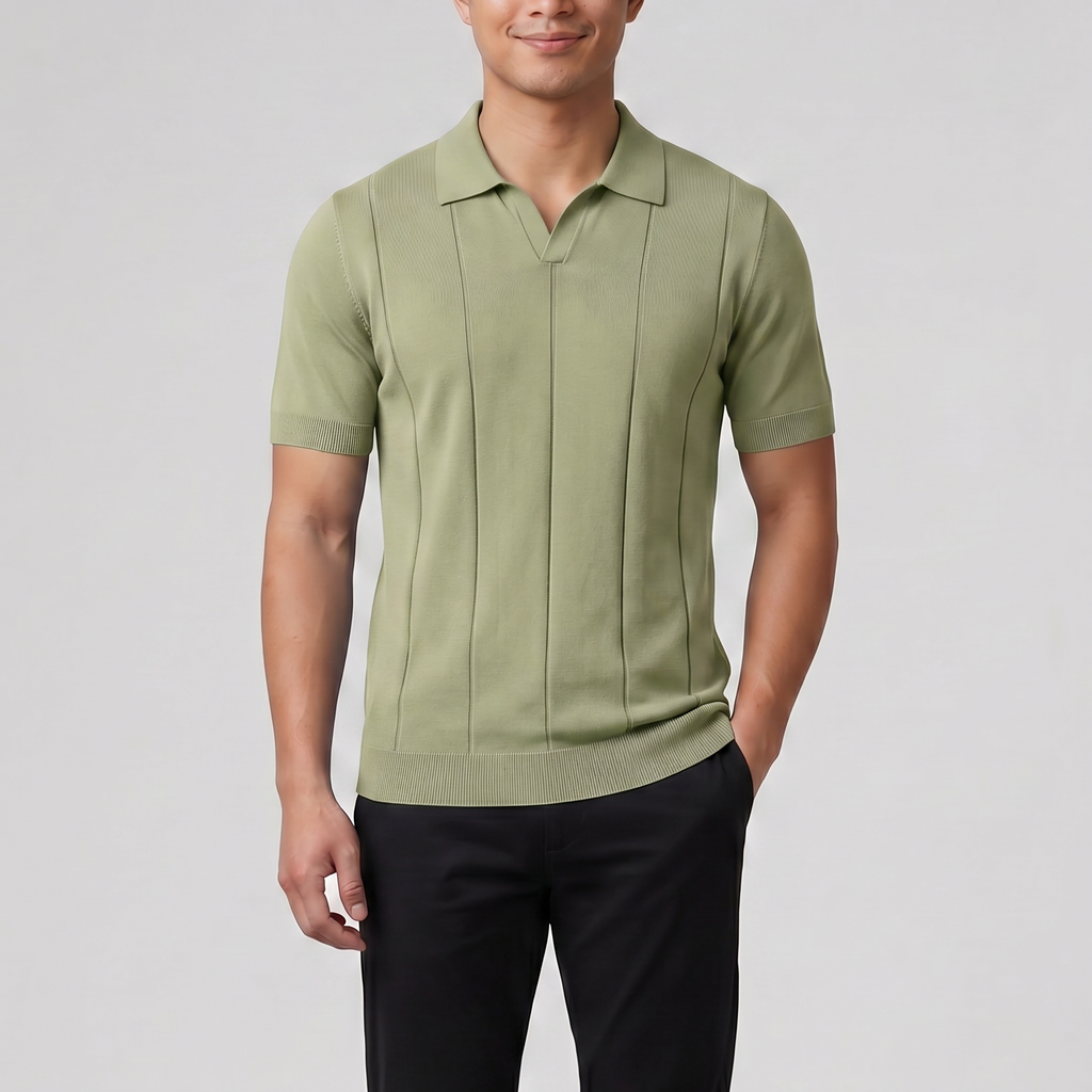 Men's Knit Polo Shirt – Slim-Fit Rib