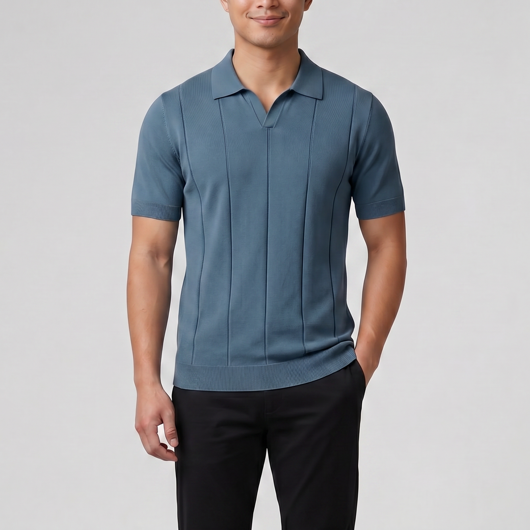 Men's Knit Polo Shirt – Slim-Fit Rib