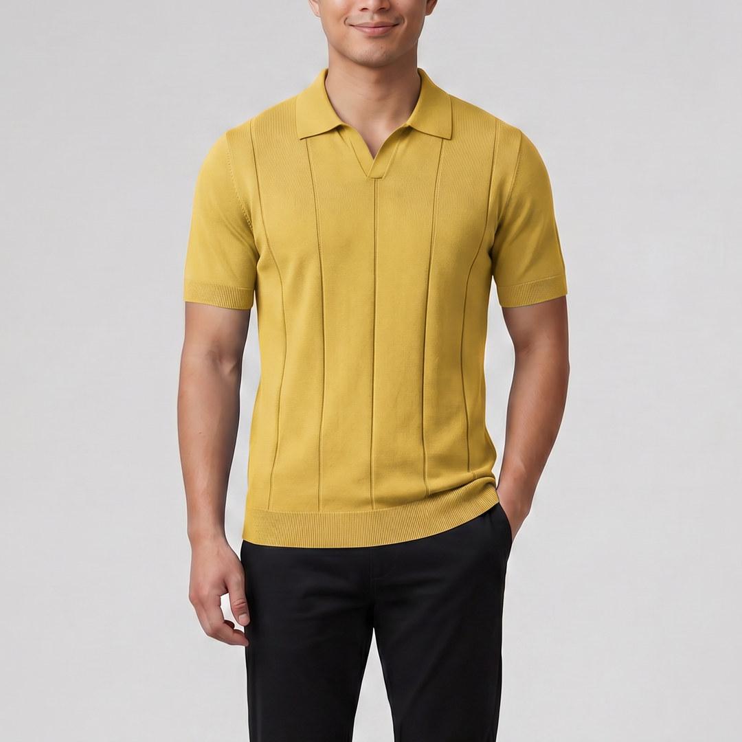 Men's Knit Polo Shirt – Slim-Fit Rib