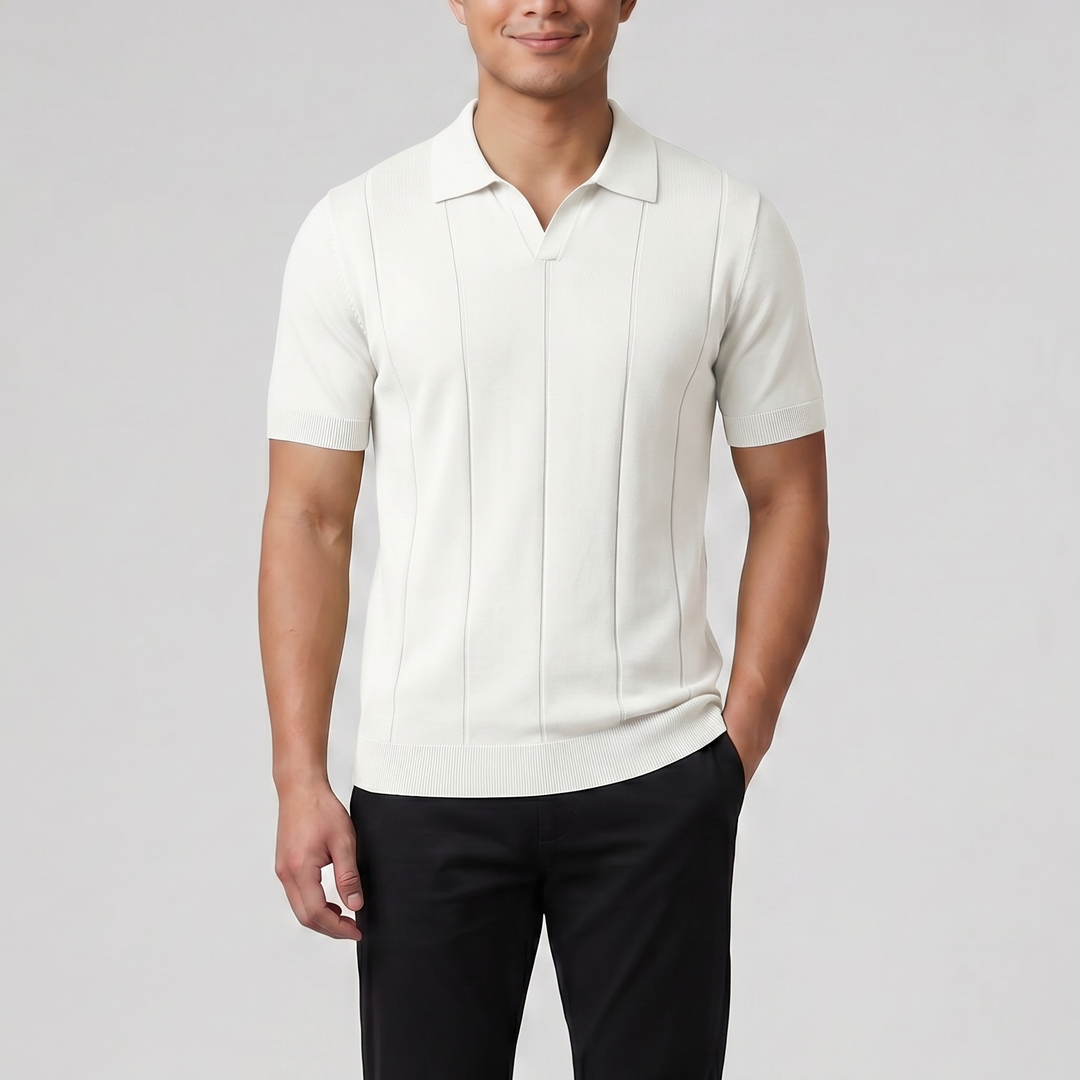Men's Knit Polo Shirt – Slim-Fit Rib
