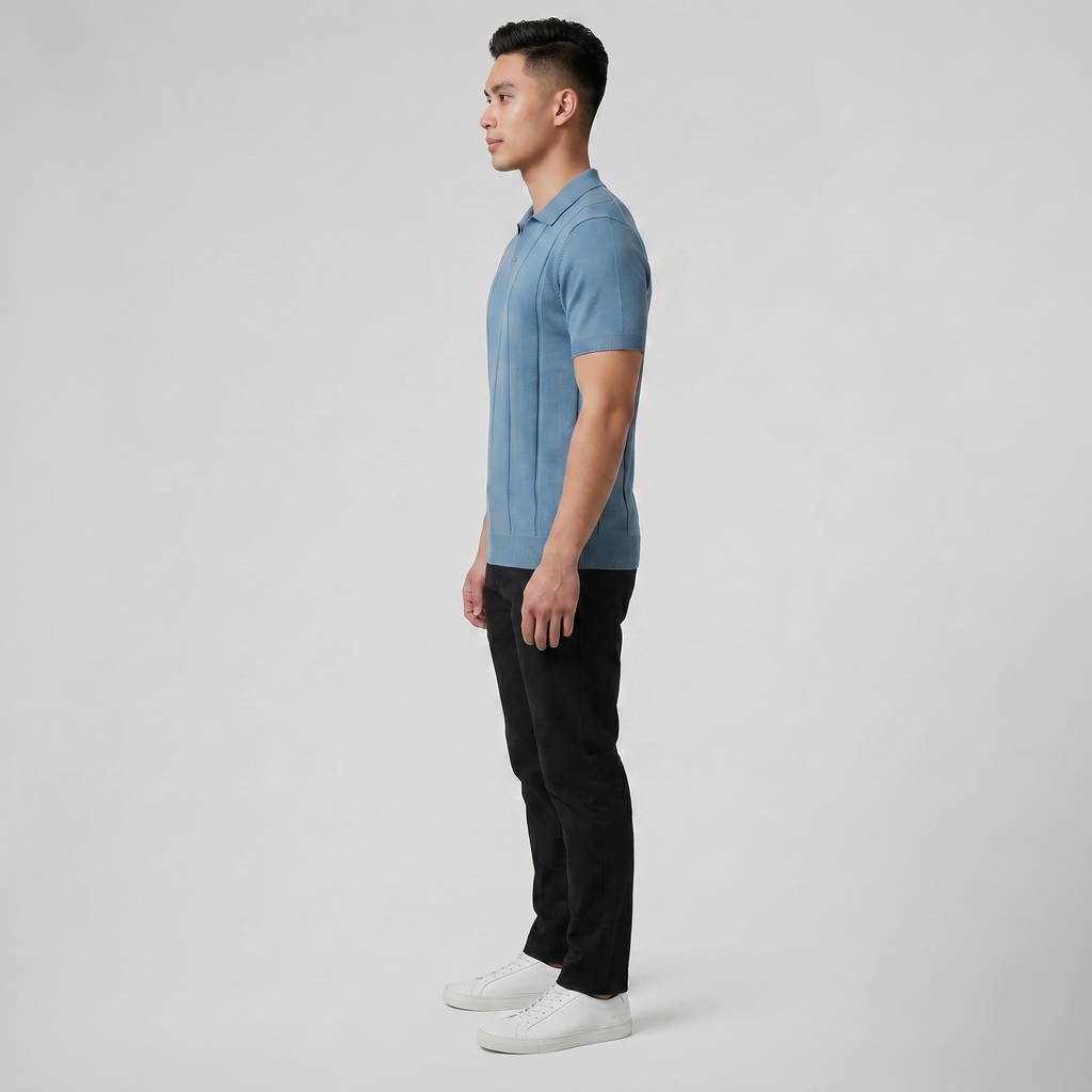 Men's Knit Polo Shirt – Slim-Fit Rib