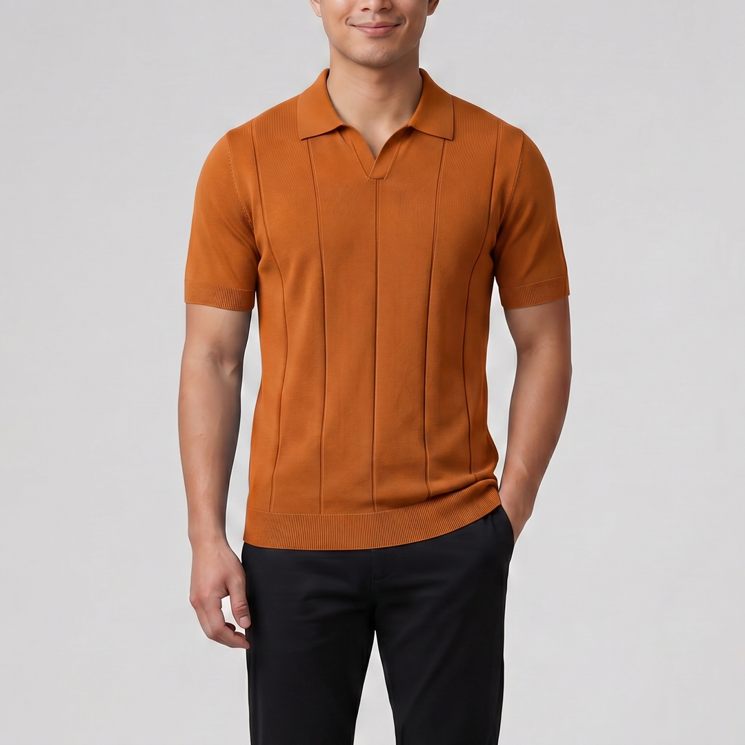 Men's Knit Polo Shirt – Slim-Fit Rib
