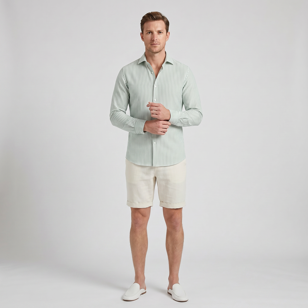 Men's Linen Shirt, Striped Resort