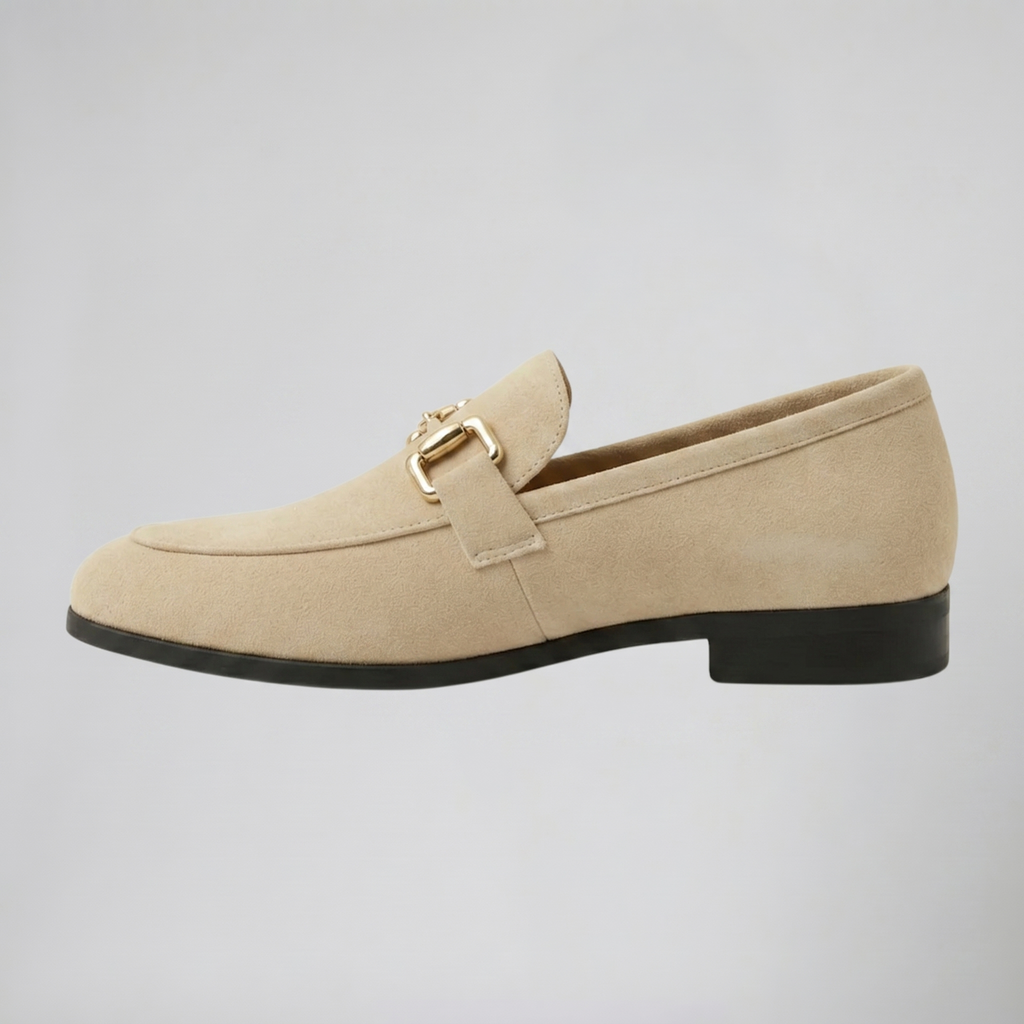 Men's Suede Loafers – Gold Detail