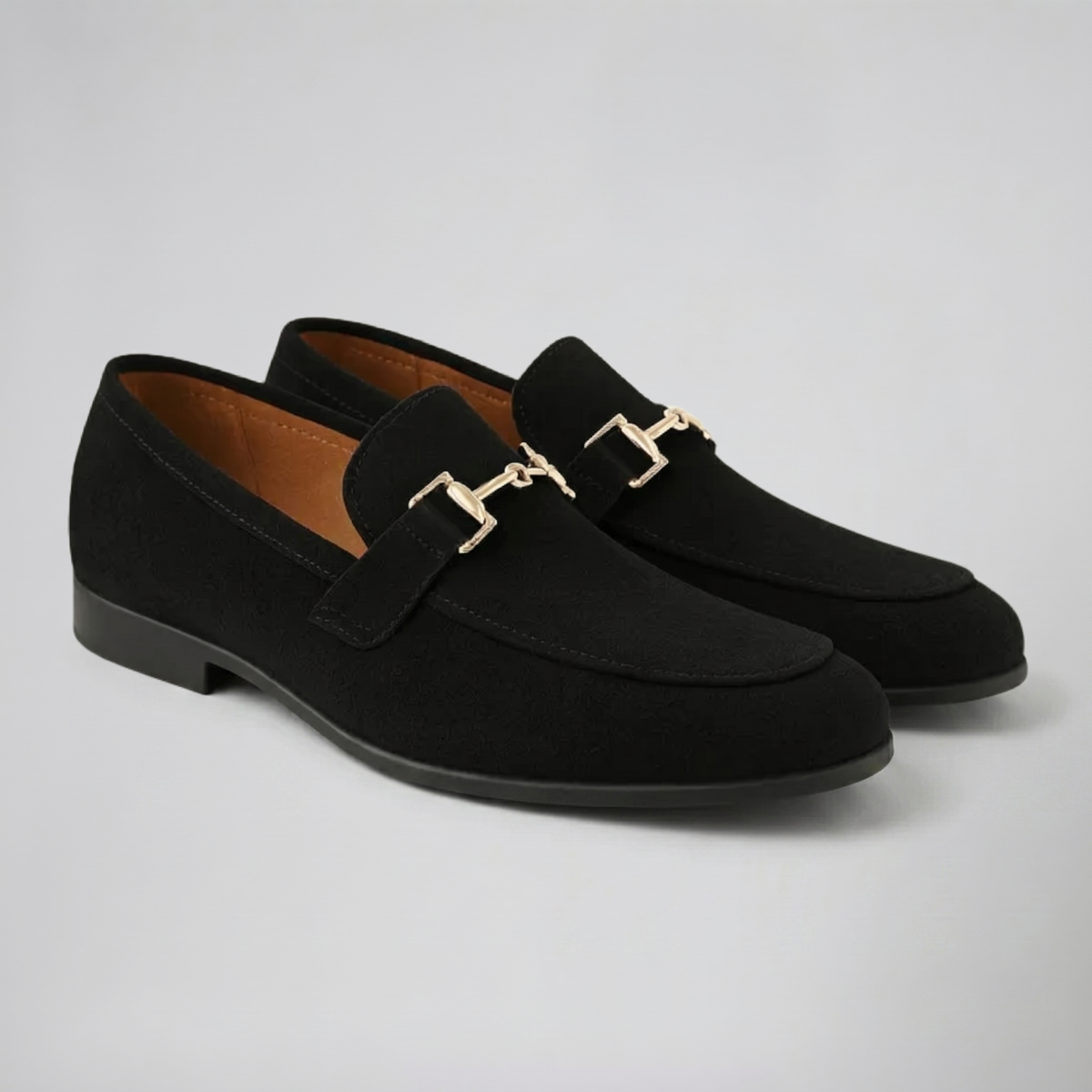 Men's Suede Loafers – Gold Detail